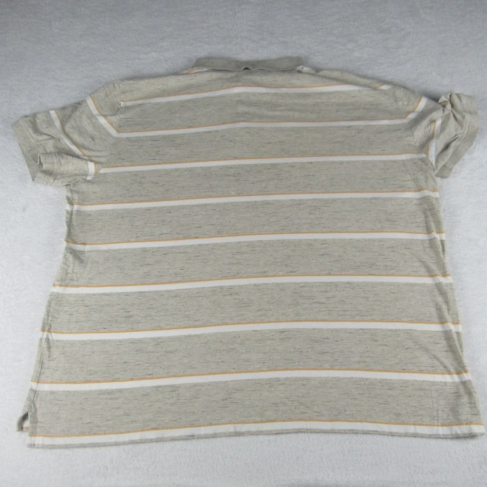 Nautica Polo Mens 3XL Tan Striped Excellent Short Sleeve‎ Cotton Shirt